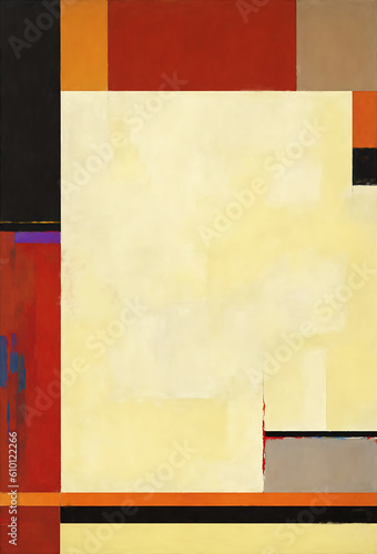 An art composition of colored rectangle blocks, created in two digital painting programs, using graphics tablet and stylus. Stylistically similar to mid-20th Century abstract expressionist artists.