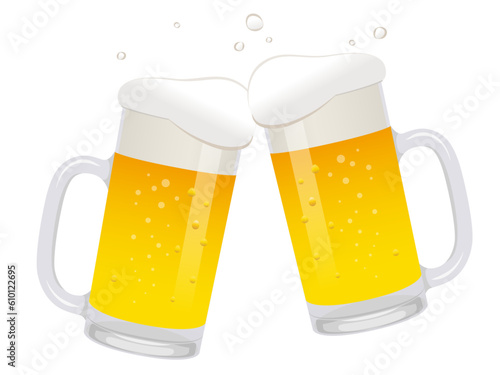 ジョッキビールで乾杯_ベクターイラスト