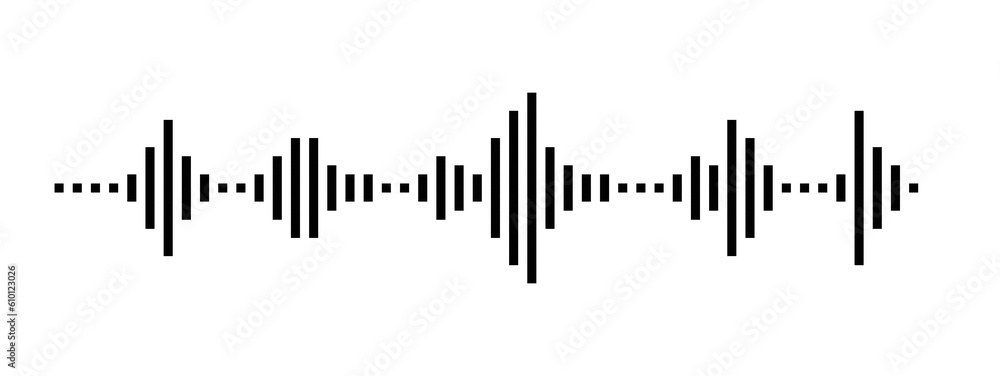 Pixel stereo waveform. Audio music sound wave. Audio spectrum. Equalizer, vibration, soundwave, voice. - obrazy, fototapety, plakaty 