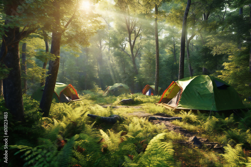 Summer Camping Adventure  Stunning Nature and Outdoor Stock Photos - Campsites  Tents  Forests  Hiking  Mountains  Lakes  and More  Experience the Beauty of Lake Sea Forest Landscapes Generative AI