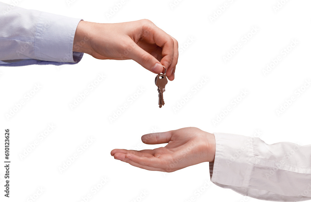 Metal house keys in human hands Metal house keys in human hands