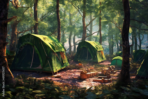 Summer Camping Adventure: Stunning Nature and Outdoor Stock Photos - Campsites, Tents, Forests, Hiking, Mountains, Lakes, and More! Experience the Beauty of Lake Sea Forest Landscapes Generative AI