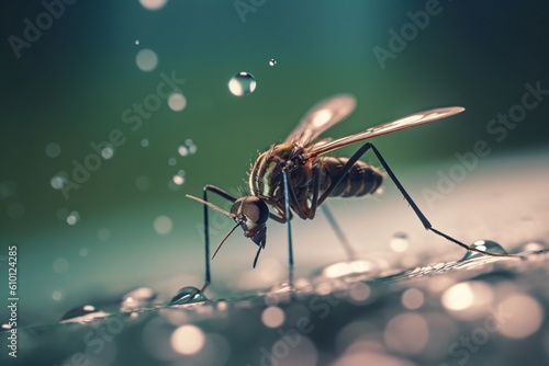 A close up of a mosquito sitting on a drop © Maximilian