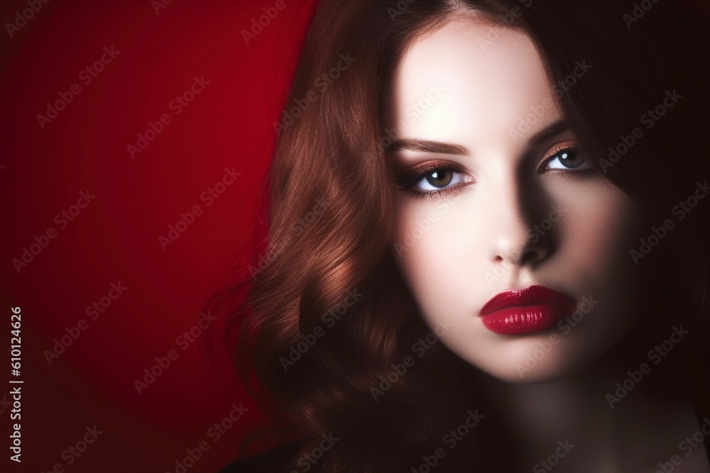 custom made wallpaper toronto digitalPortrait of a young woman with intense look and captivating character. Ai generated.