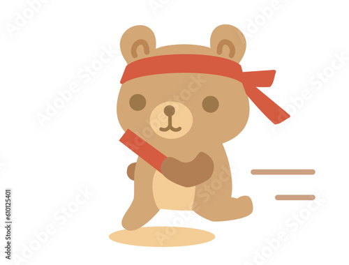 運動会などに使えるクマがリレーをしているイラスト