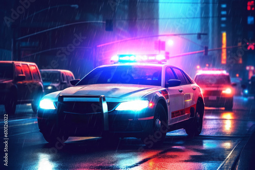 Police car. Crime news concept. AI generated © top images