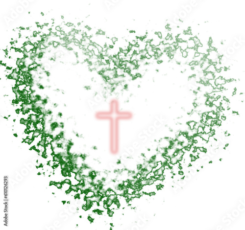 
heart love of christ cross religious symbol in the center with light and shadow Shining cross isolated on transparent background. Riligious symbol. Glowing Saint cross. Easter and Christmas sign. hea