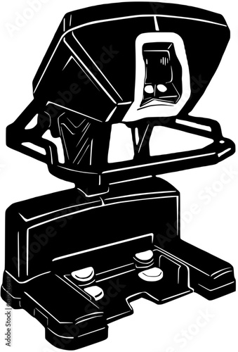 Illustration of a surgical robotic surgeon console.
