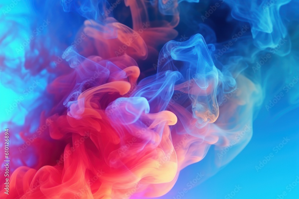 Obraz premium Colorful red and blue smoke on dark background -Generative AI
