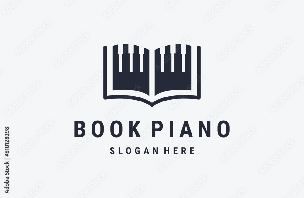 Abstract Piano keyboard book logo design icon vector Abstract Piano keyboard book logo design icon vector