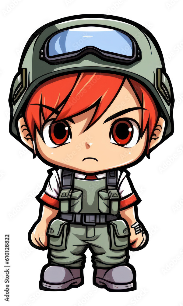 Soldier cartoon character isolated. Generative AI. Soldier cartoon character isolated. Generative AI.