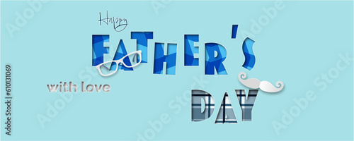 Happy Father's Day lettering phrase. Fathers day greeting text. White quote and black moustache. Prints, card design element. Moustache and repeating pattern background. Vector illustration