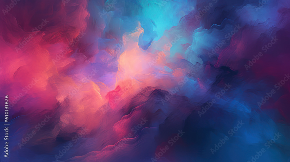 Abstract colorful, multicolored smoke spreading, bright background for advertising or design, wallpaper for gadget. Neon lighted smoke texture, blowing clouds. Modern designed.Ai Generated