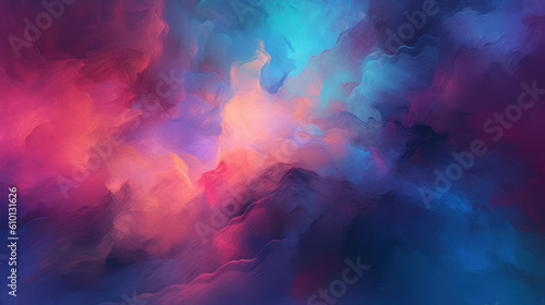 Abstract colorful, multicolored smoke spreading, bright background for advertising or design, wallpaper for gadget. Neon lighted smoke texture, blowing clouds. Modern designed.Ai Generated