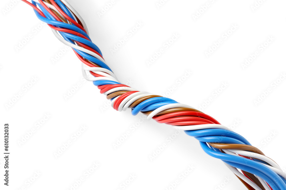 New colorful electrical wires isolated on white New colorful electrical wires isolated on white