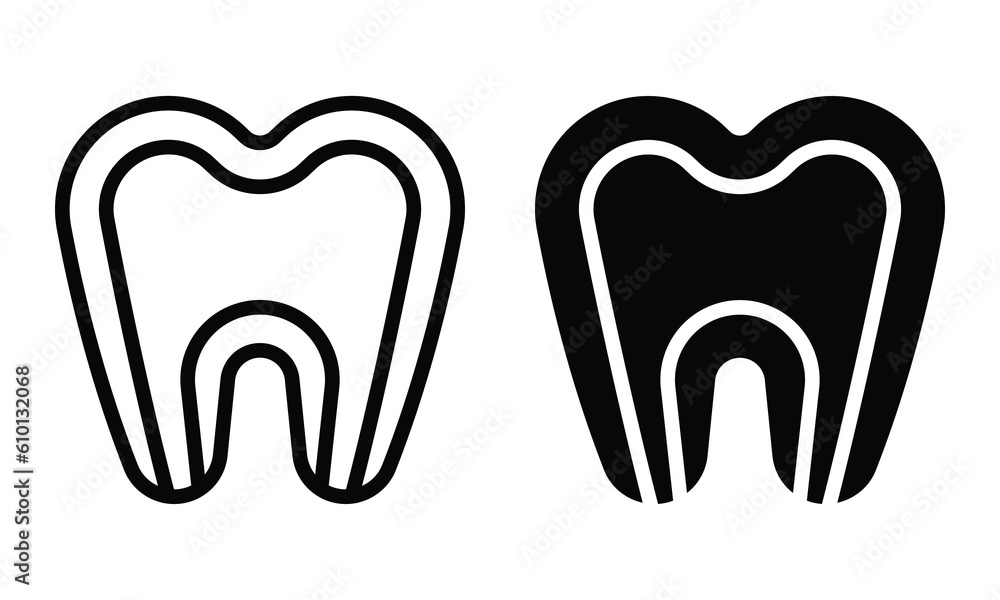 Tooth anatomy icon with outline and glyph style. Tooth anatomy icon with outline and glyph style.