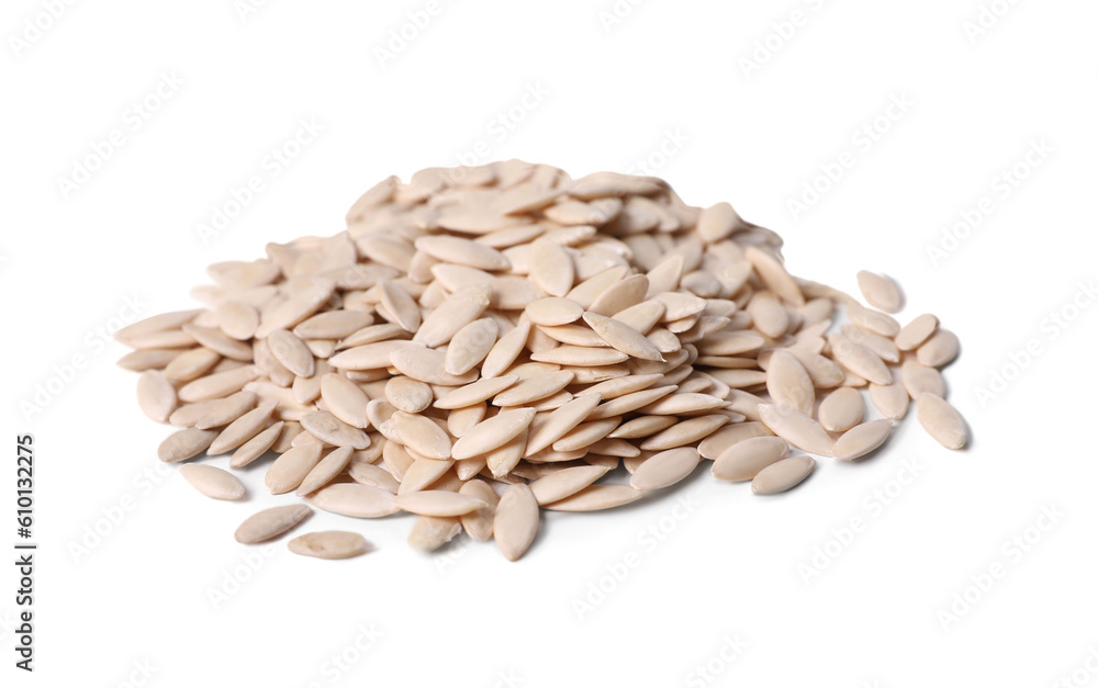 Pile of cucumber seeds on white background Pile of cucumber seeds on white background