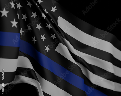 American flag with Thin Blue Line