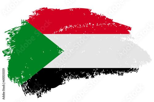 Sudan brush stroke flag vector background. Hand drawn grunge style Sudanese isolated banner photo