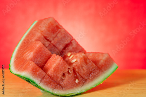 Wallpaper Mural cut to dice shape watermelon on red Torontodigital.ca