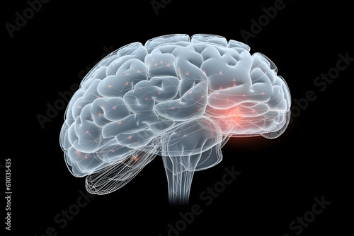 3D digital projection of human brain 3D rendering 