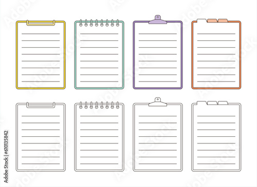 A set of note and vine illustrations with lines in a simple and minimal style. Divided into springs, clips, and indexes.