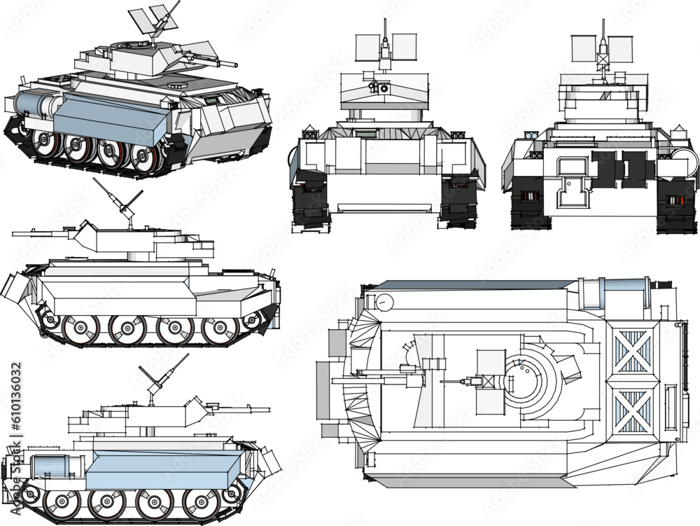 Vector illustration sketch of armored combat tank vehicle cartoon