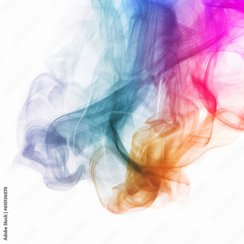 Artist style colorful smoke against a white background, very beautiful