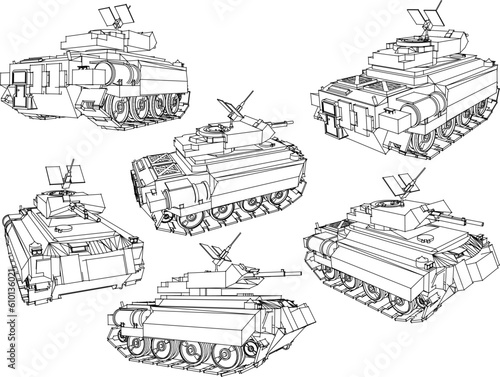 Vector illustration sketch of armored combat tank vehicle cartoon