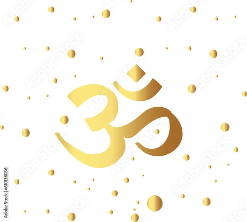background with yellow leaves. sanskrit mantra om symbol vector illustration for yoga 