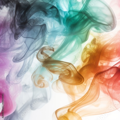 Artist style colorful smoke against a white background, very beautiful