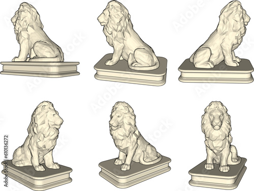 Vector illustration sketch of cartoon lion statue king of the jungle
