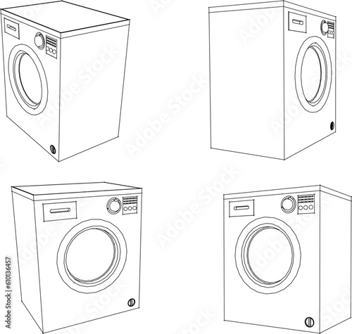 Vector illustration sketch of front loading automatic washing machine