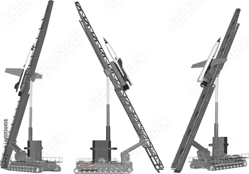 Vector illustration sketch of combat war missile weapon ready to fire for battle
