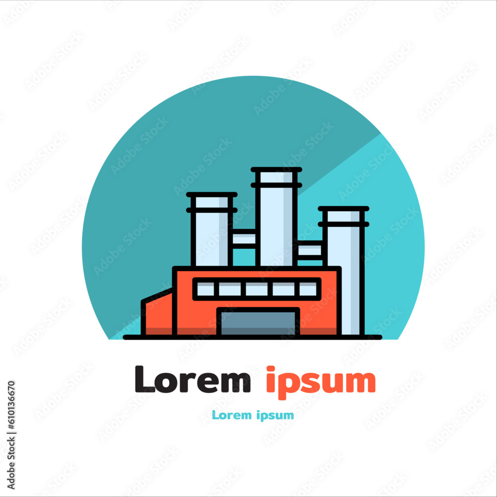 Factory logo icon industry, building, engineer, nuclear power plant for app web logo banner poster icon Factory logo icon industry, building, engineer, nuclear power plant for app web logo banner poster icon