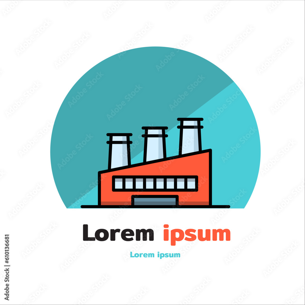 Factory logo icon industry, building, engineer, nuclear power plant for app web logo banner poster icon Factory logo icon industry, building, engineer, nuclear power plant for app web logo banner poster icon