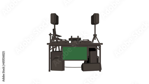 Vector illustration sketch of music dj booth youtuber cartoon
