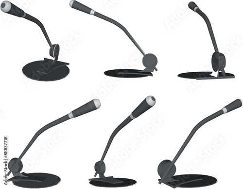 Vector illustration sketch of wireless microphone standing on stage podium