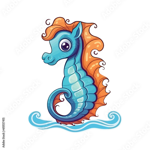 Adorable Ocean Creature  Cute 2D Seahorse Illustration