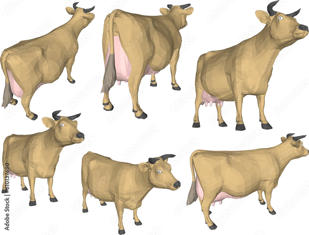 Vetor de Vector sketch illustration of a farm dairy cow with horns do