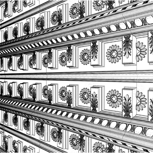 Antique Wall Panel Vector. Illustration Isolated On White Background. Classic Wall Panel Texture Pattern Background.