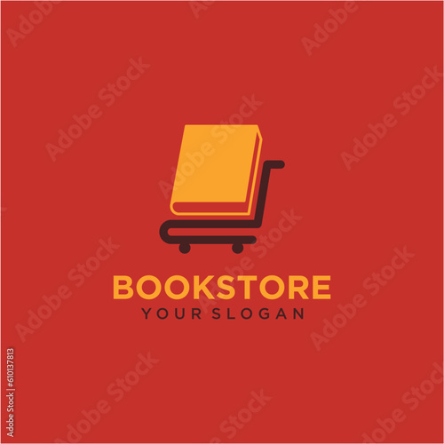 bookstore logo design with trolley