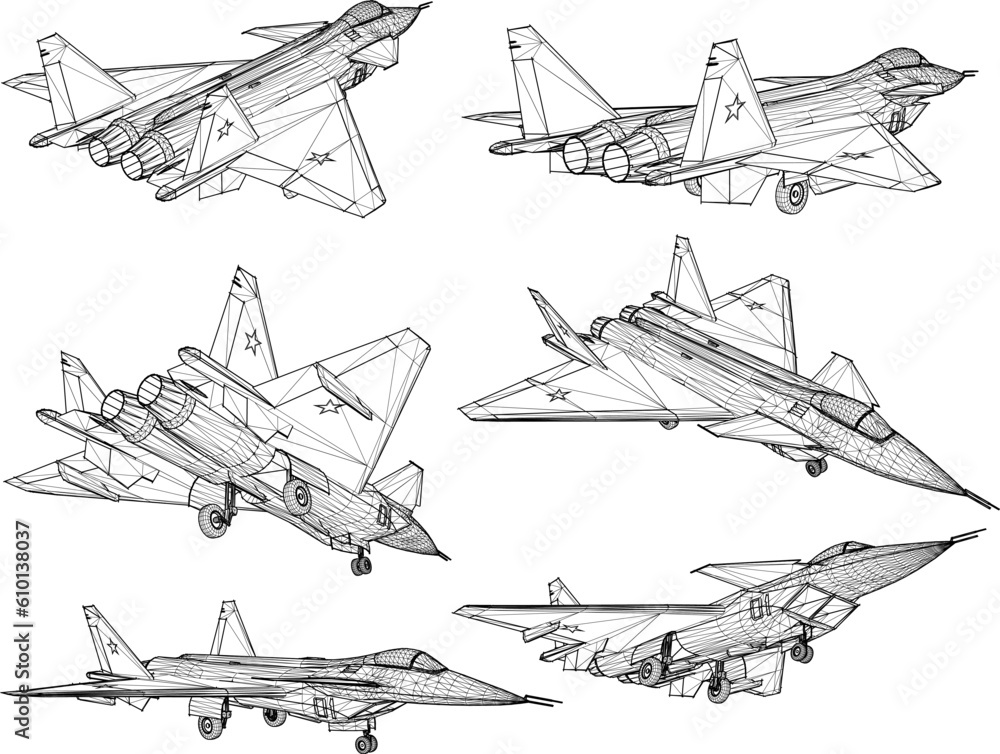 Vector sketch of an air force war fighter plane illustration Vector sketch of an air force war fighter plane illustration