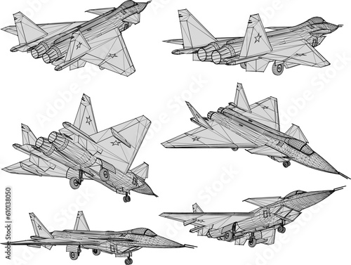 Vector sketch of an air force war fighter plane illustration