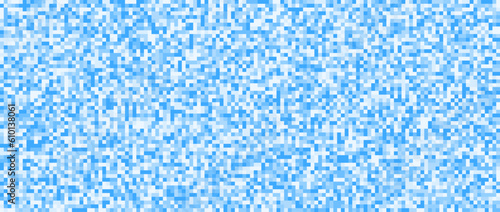Seamless pixelated blue texture. Navy noise grain pattern. Sapphirine mosaic background. Light blue shades glitter vector background