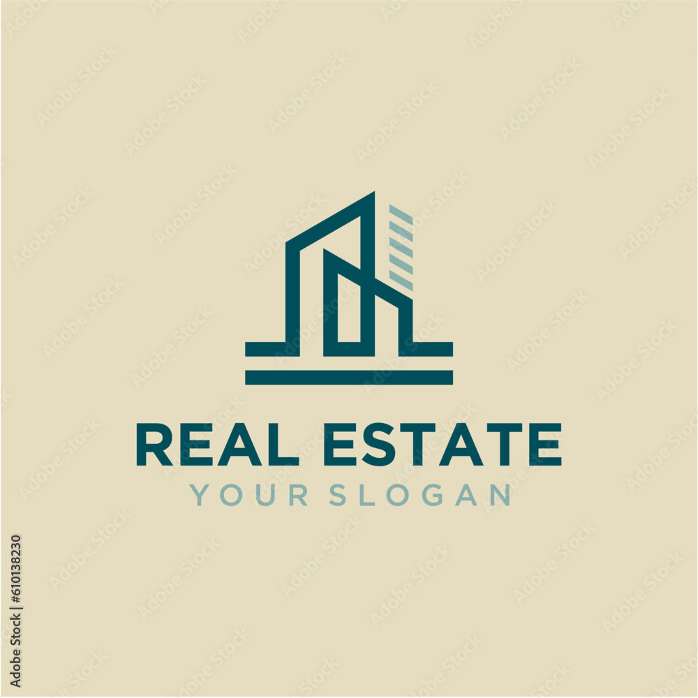 Fototapeta premium real estate logo design with building