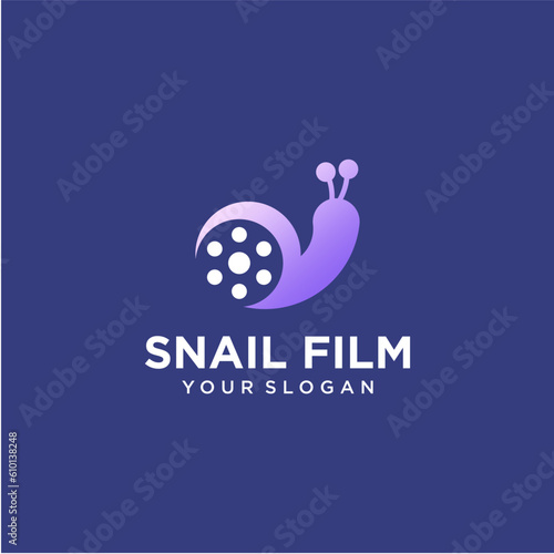 snail logo design with film or media
