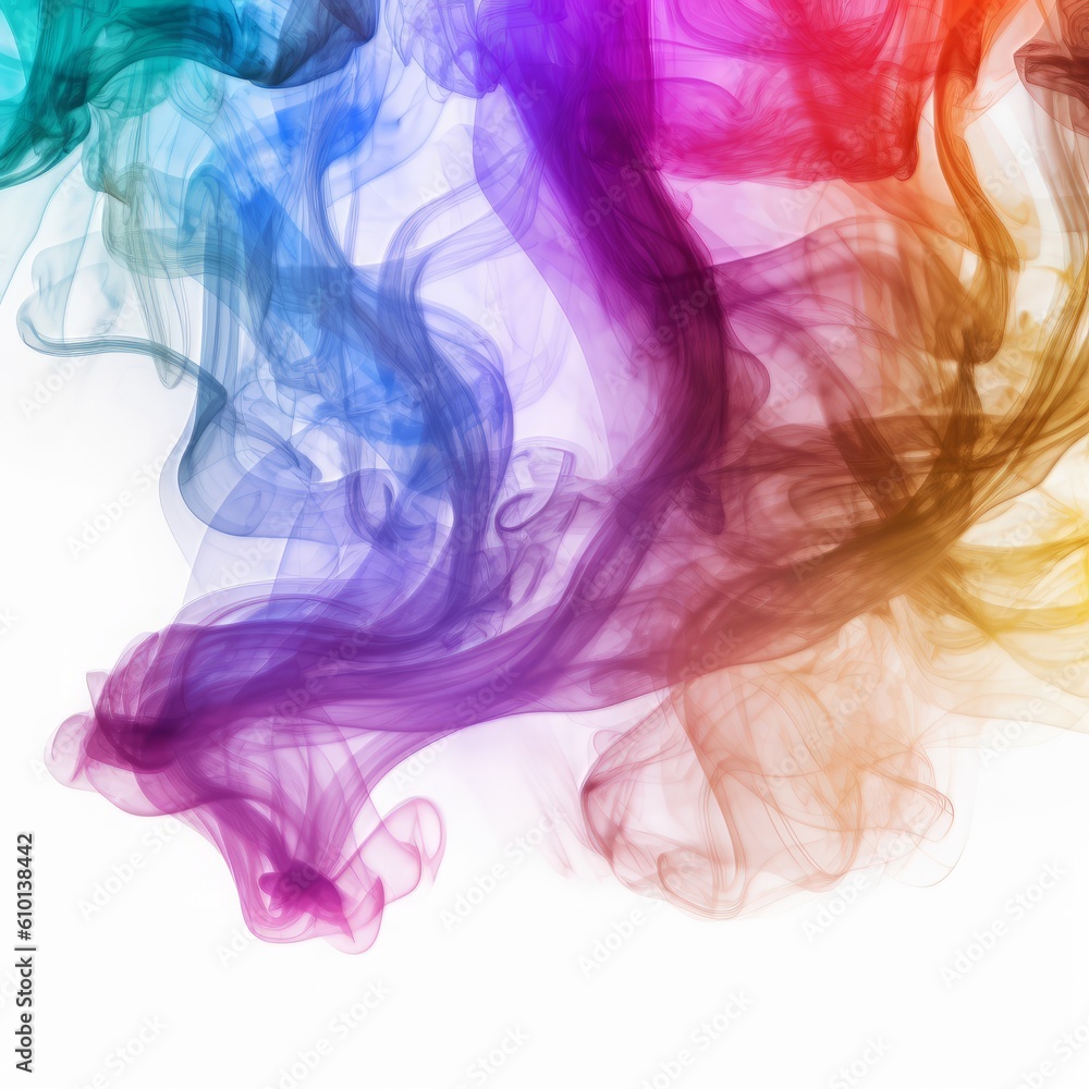 Artist style colorful smoke against a white background, very beautiful