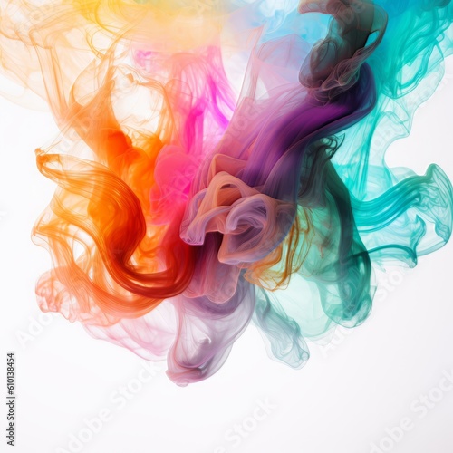 Artist style colorful smoke against a white background, very beautiful