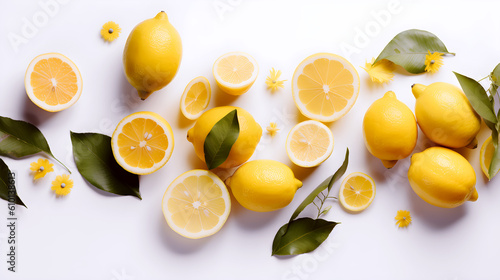 美しく並べられたレモンのグラフィック素材-Generative AI　
